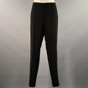 AKRIS Size 10 Black Wool Polyamide Side Zipper Slim Pants